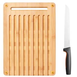 Fiskars Functional Form Bamboo zestaw krajalnic i noży do chleba 1057551